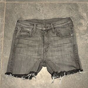 MOTHER Looker Ankle Fray Charcoal Denim Shorts